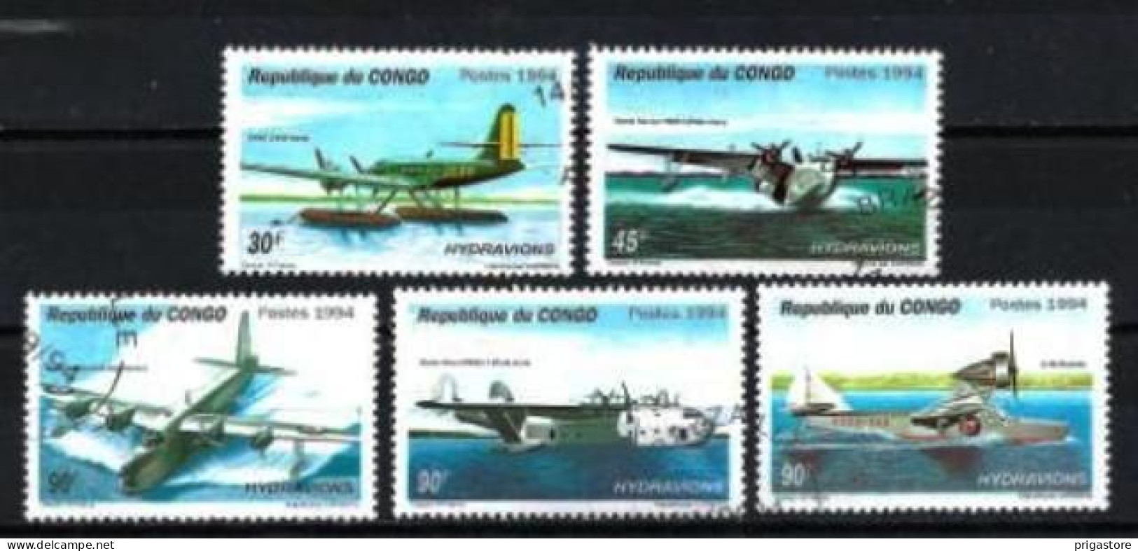 Congo 1994 Avions (36) Yvert N° 997 A à 997 E Oblitéré Used - Gebraucht
