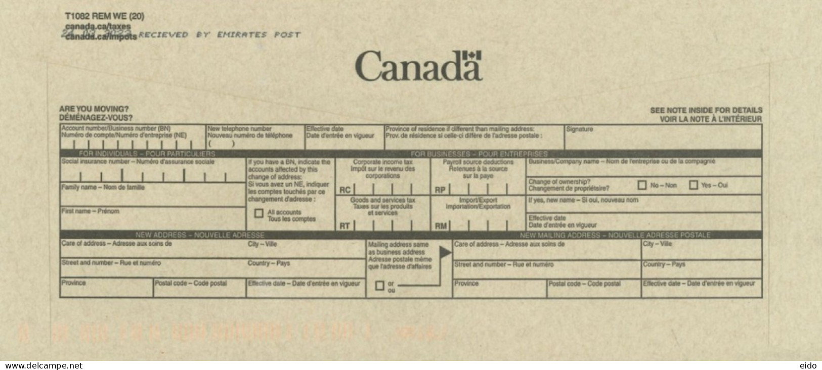 CANADA - 2023, P0STAGE PAID FRANKING MACHINE COVER TO DUBAI. - Briefe U. Dokumente