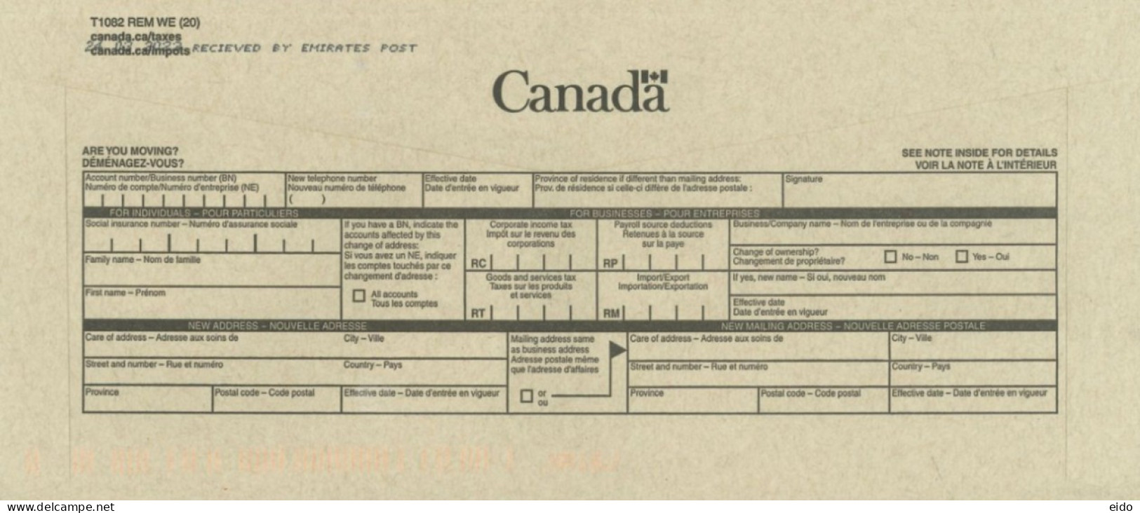 CANADA - 2023, P0STAGE PAID FRANKING MACHINE COVER TO DUBAI. - Covers & Documents