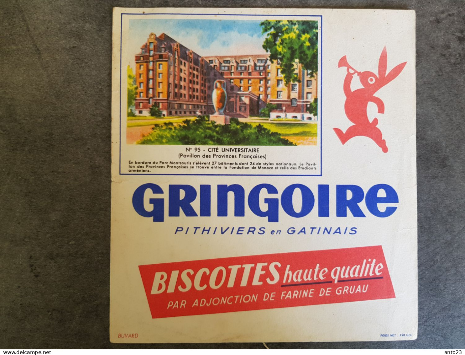 Buvard  Biscottes GRINGOIRE Pithiviers En Gatinais Vermillon - Biscotti