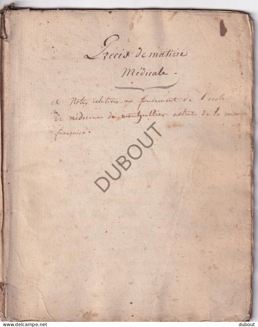 Manuscrit ±1840- Ecole De Médécine De Montpellier; Précis De Matière Médicale (V3026) - Manuscrits