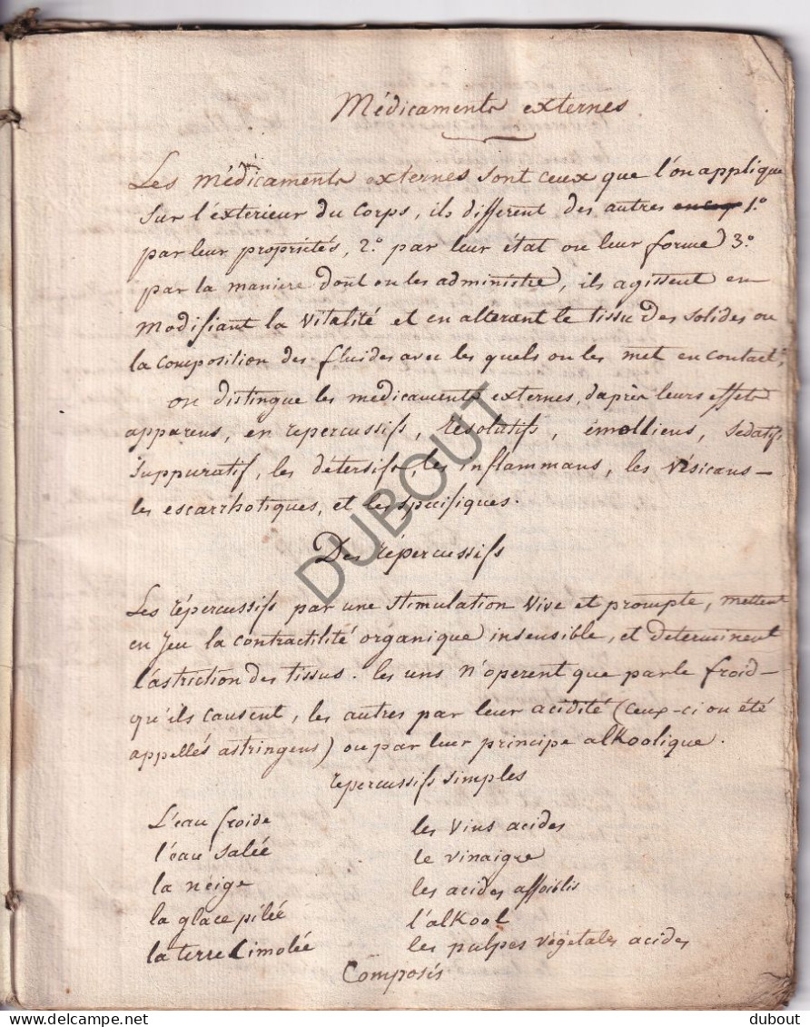 Manuscrit ±1840- Ecole De Médécine De Montpellier; Précis De Matière Médicale (V3026) - Manuscripts