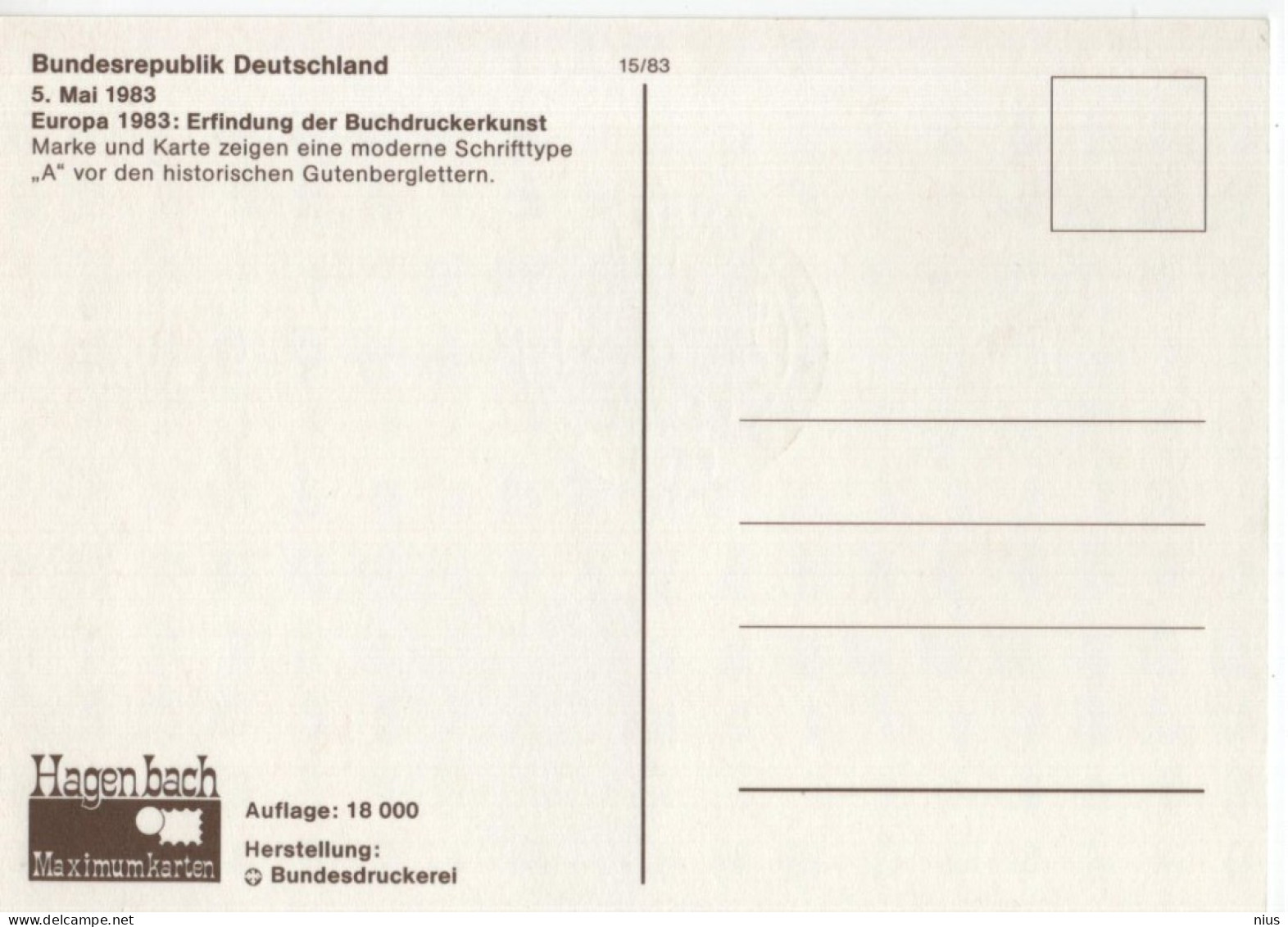 Germany Deutschland 1983 Maximum Card, CEPT Europa-Marke, Book Printing, Canceled In Bonn - 1981-2000