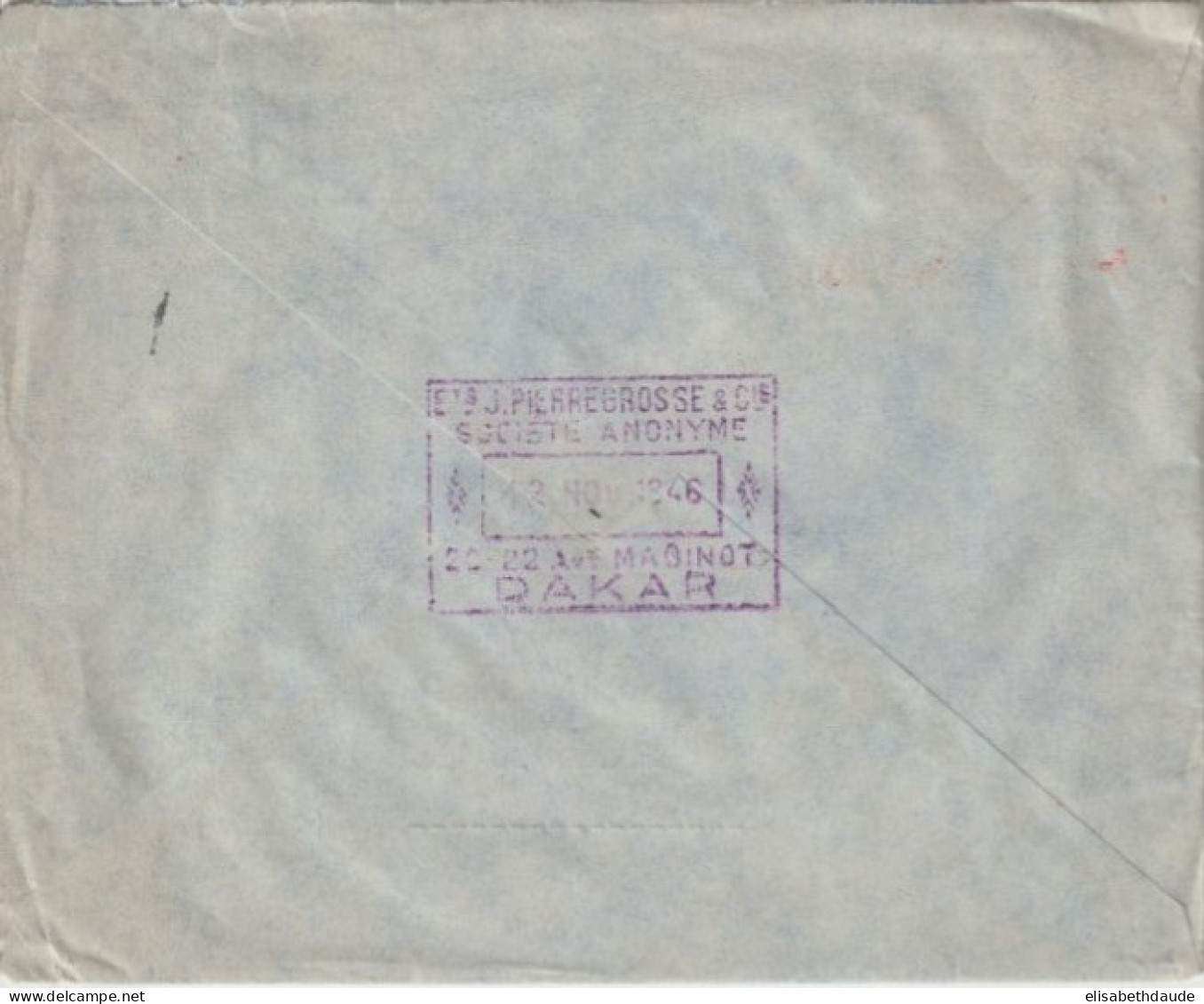 1946 - AOF / SENEGAL - SERIE DE LONDRES - ENVELOPPE De DAKAR (CACHET COMMERCIAL DATE AU DOS !) => PARIS - Covers & Documents