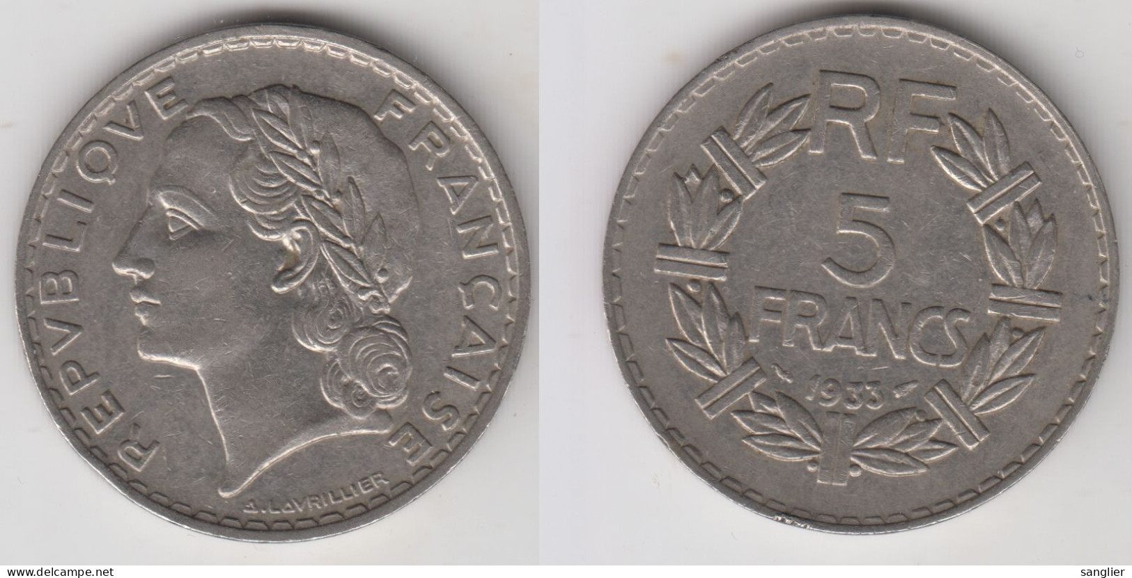 5 FRANCS 1933 - TYPE LAVRILLIER - 5 Francs