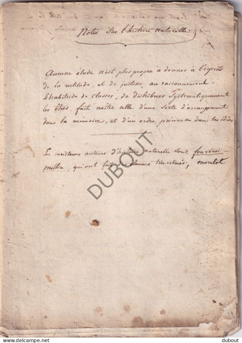 Manuscript ±1810 - Notes Sur L'histoire Naturelle (V3025) - Manuscripts