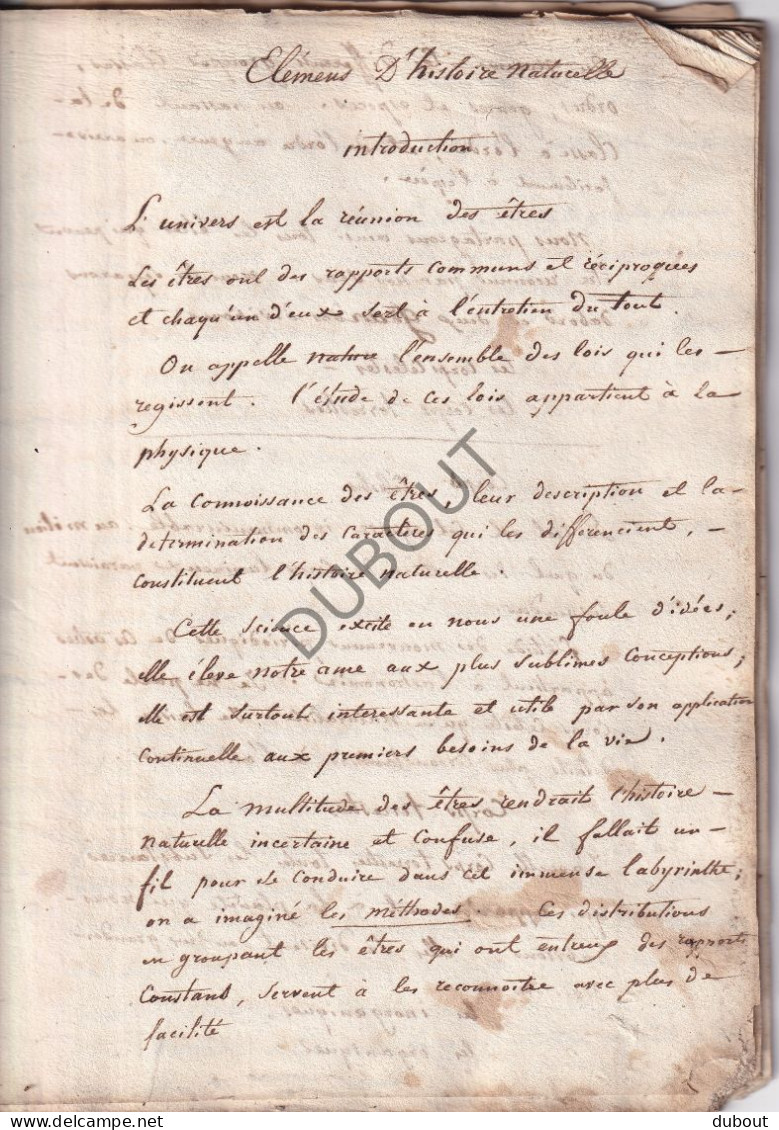 Manuscript ±1810 - Notes Sur L'histoire Naturelle (V3025) - Manuscripts