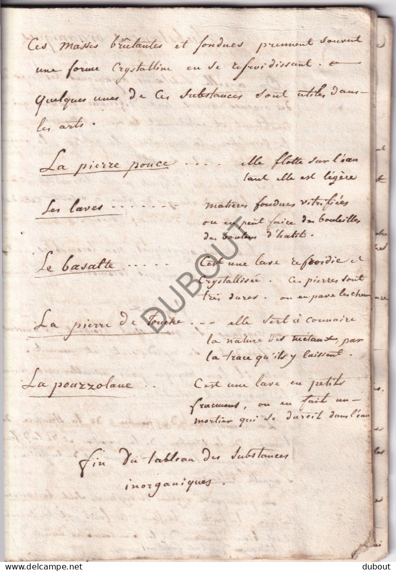 Manuscript ±1810 - Notes Sur L'histoire Naturelle (V3025) - Manuscrits