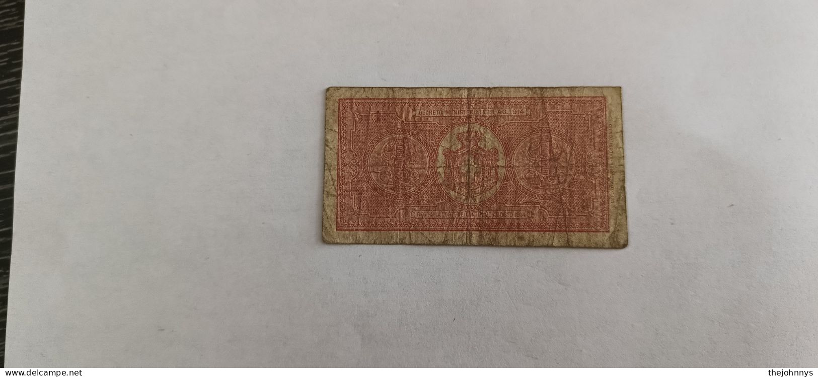 Rare Billet D'Italie : 1 Lire 1914 - Italië – 1 Lira