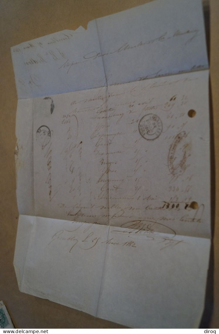 bel envoi,très belle oblitération Gembloux et Charleroy,en losange,N° 144 de 1862
