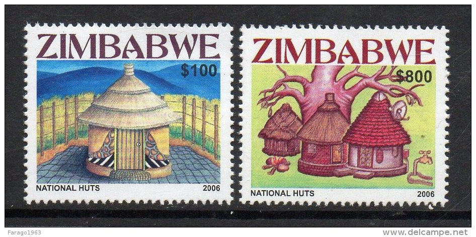 2006 Zimbabwe Traditional Huts Complete Set Of 2   MNH - Zimbabwe (1980-...)