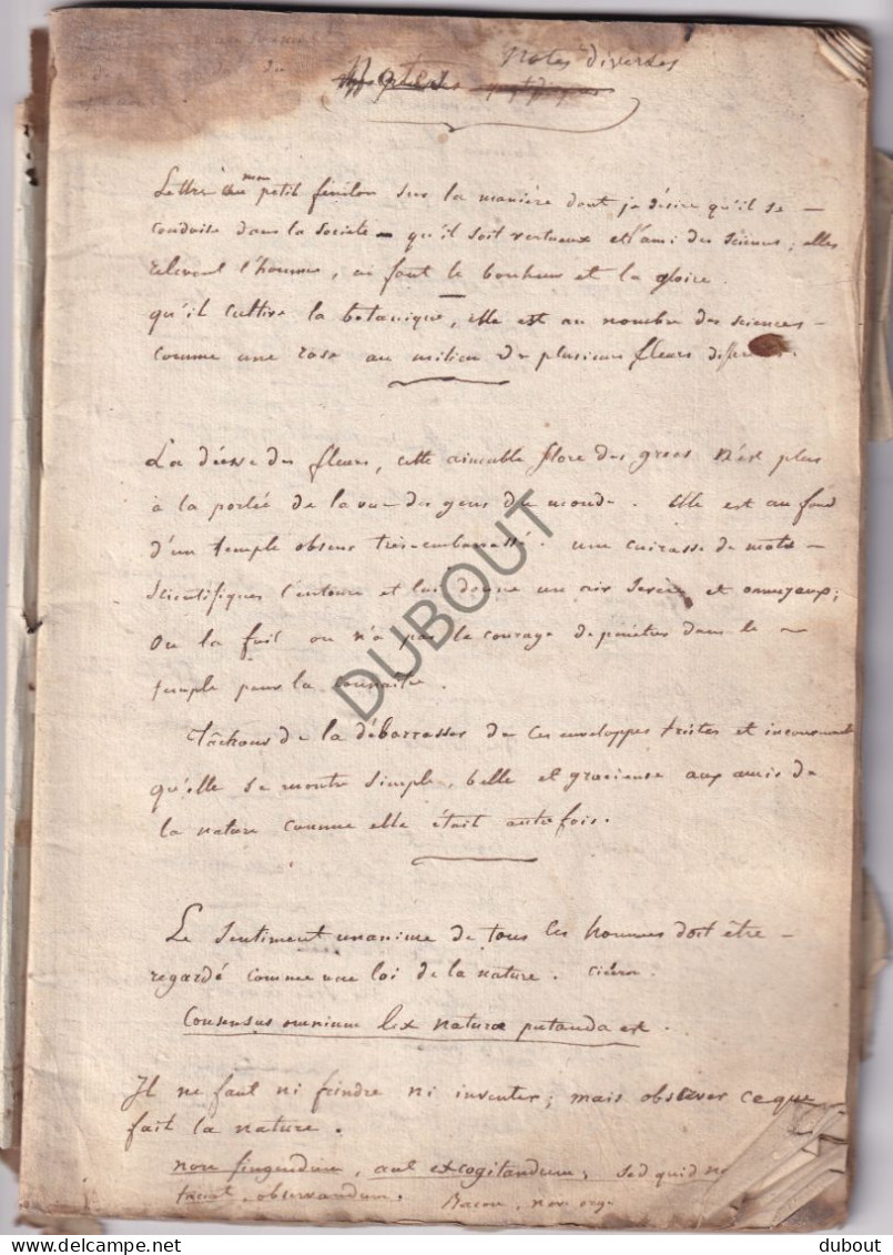 Manuscript ±1830-1850 - Notes Diverses: Botanique (V3028) - Manuscrits