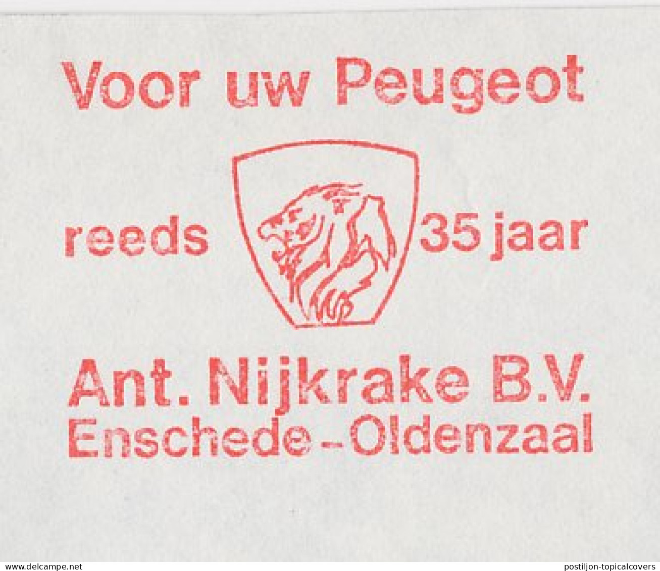 Meter Cover Netherlands 1976 Car - Peugeot - Coches