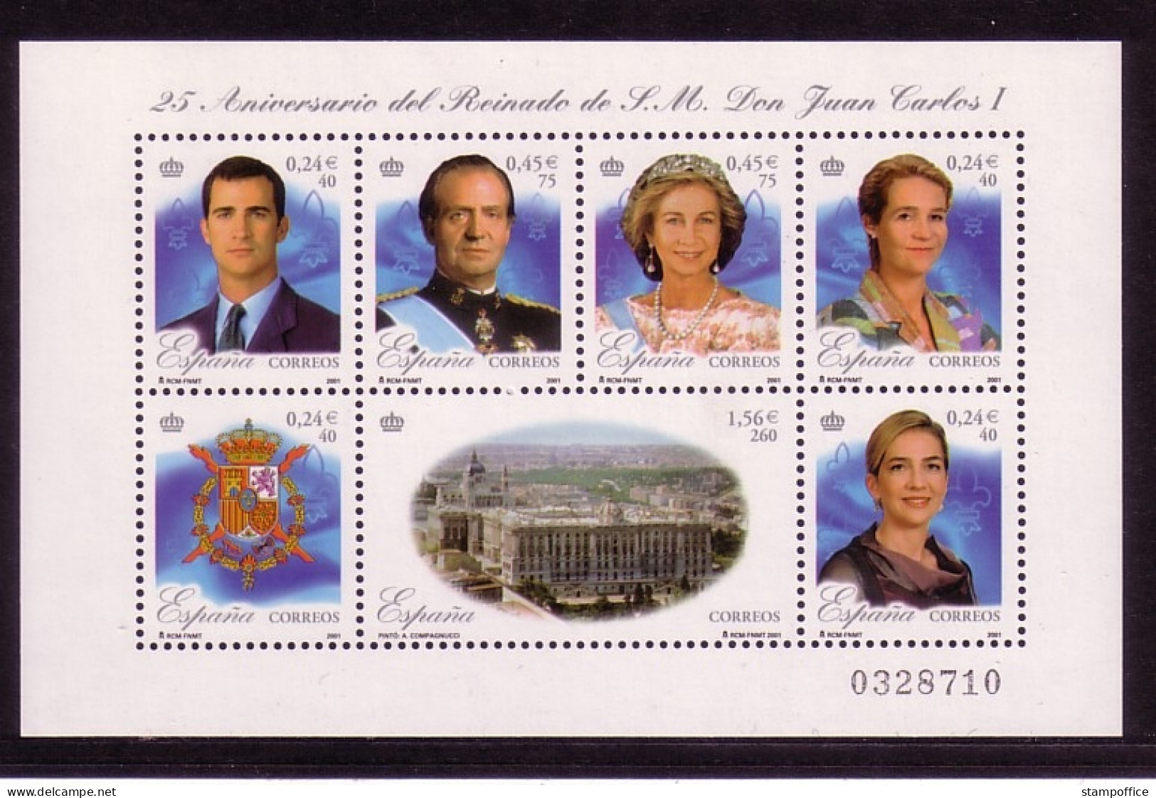 SPANIEN MI-NR. 3695-3701 POSTFRISCH(MINT) KLEINBOGEN 25 JAHRE REGENTSCHAFT KÖNIG JUAN CARLOS I 2001 - Blocs & Hojas