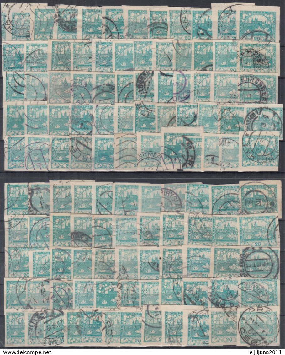 ⁕ Czechoslovakia 1918 Republic ( Castle Of Prague ) ⁕ Hradcany 20 H. Mi.4 ⁕ 115v Used / Shades / Imperf. - Scan - Used Stamps