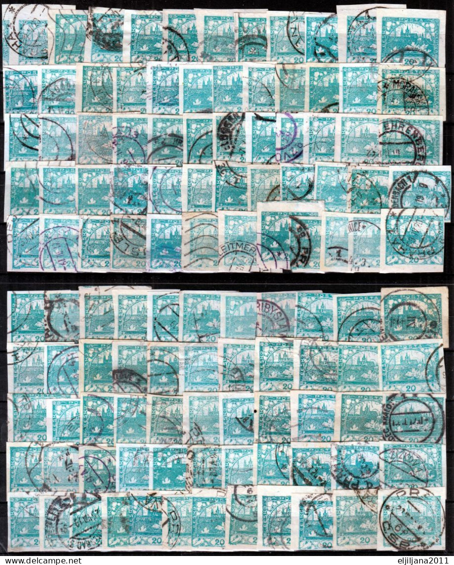 ⁕ Czechoslovakia 1918 Republic ( Castle Of Prague ) ⁕ Hradcany 20 H. Mi.4 ⁕ 115v Used / Shades / Imperf. - Scan - Used Stamps