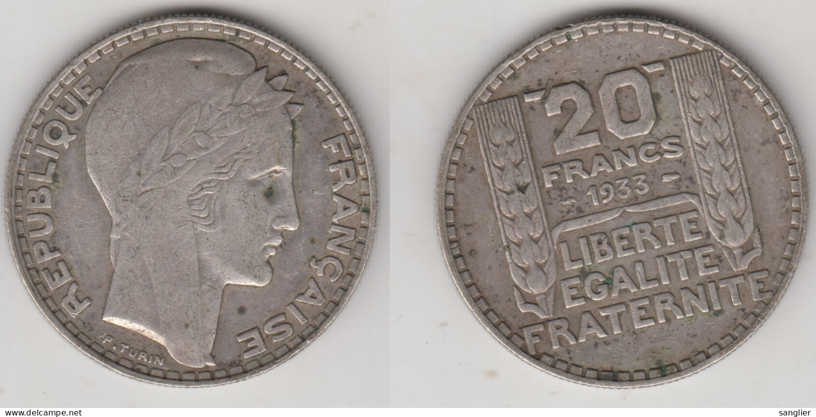 20 FRANCS 1933 - RAMEAUX LONGS (ARGENT) - 20 Francs