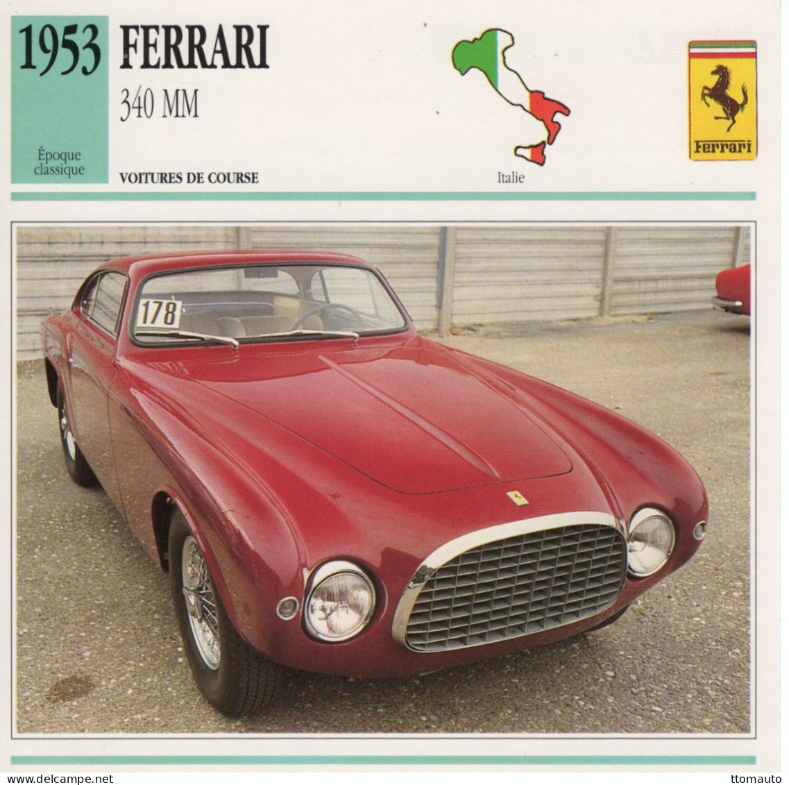 Ferrari 340 MM -  1953 - Voiture De Course -  Fiche Technique Automobile (I) - Auto's