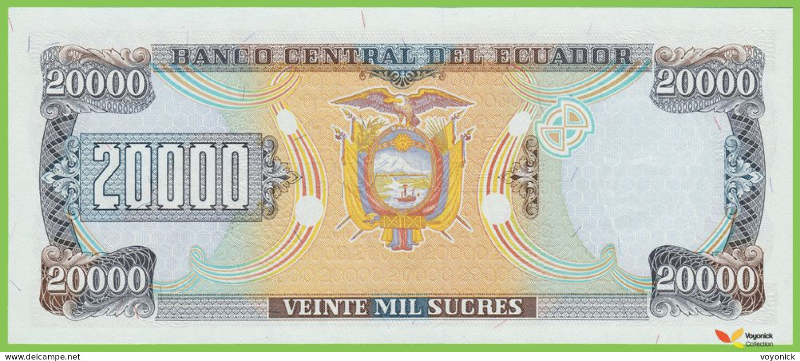 Voyo ECUADOR 20000 Sucres 12.7.1999 P129 AK UNC - Equateur