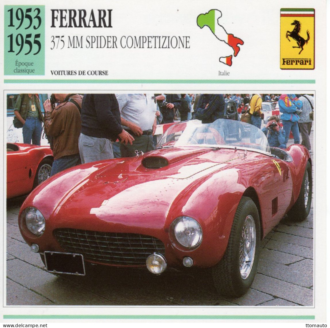 Ferrari 375 MM Spider Competizione -  1954 - Voiture De Course -  Fiche Technique Automobile (I) - Voitures