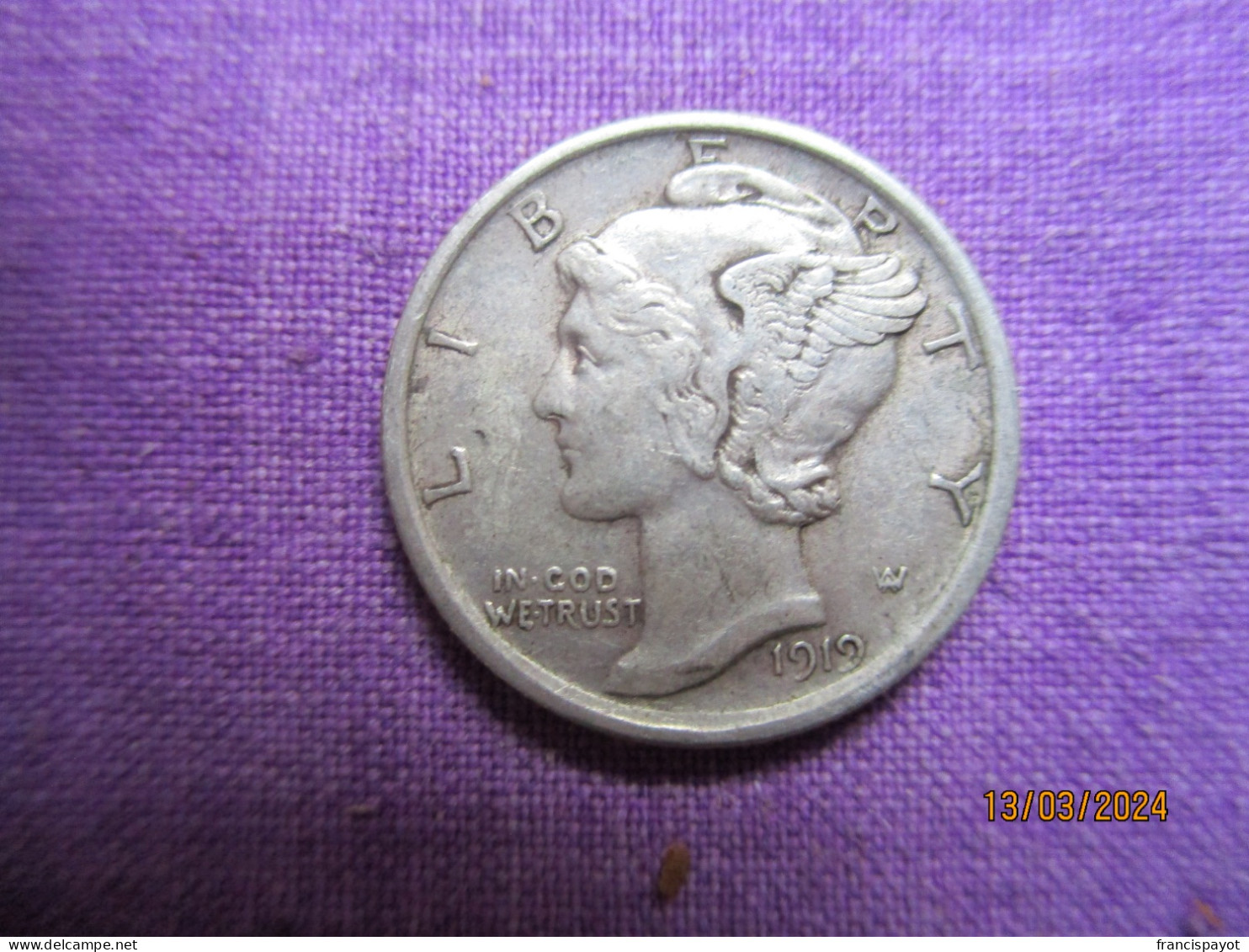 USA Dime 1919 (silver) - 1916-1945: Mercury (Mercurio)