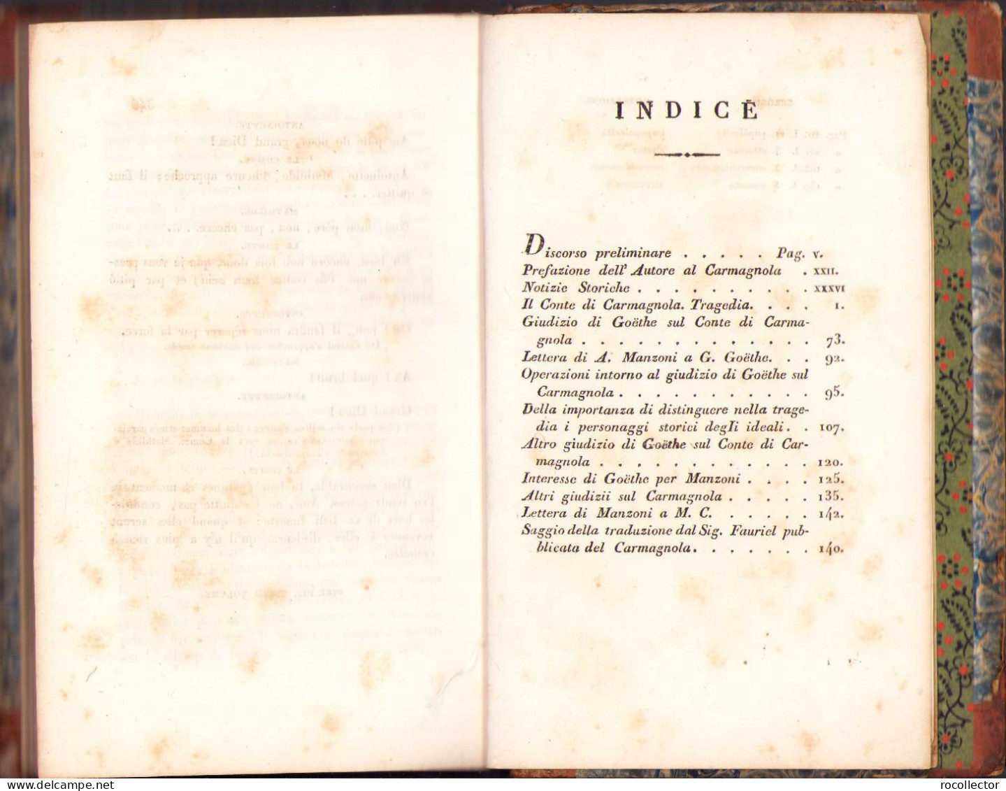 Opere di Alessandro Manzoni milanese, con aggiunte e osservazioni critiche. Prima edizione completa. Tomo primo, 1828