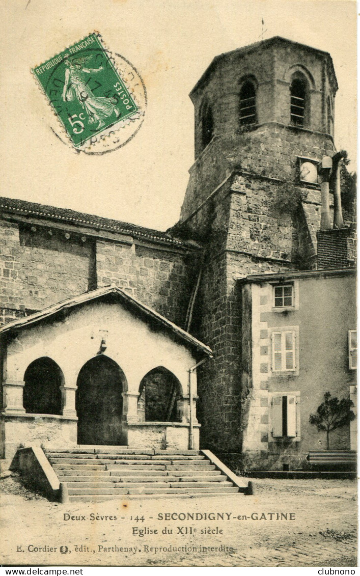 CPA -  SECONDIGNY-EN-GATINE - EGLISE (ETAT PARFAIT) - Secondigny