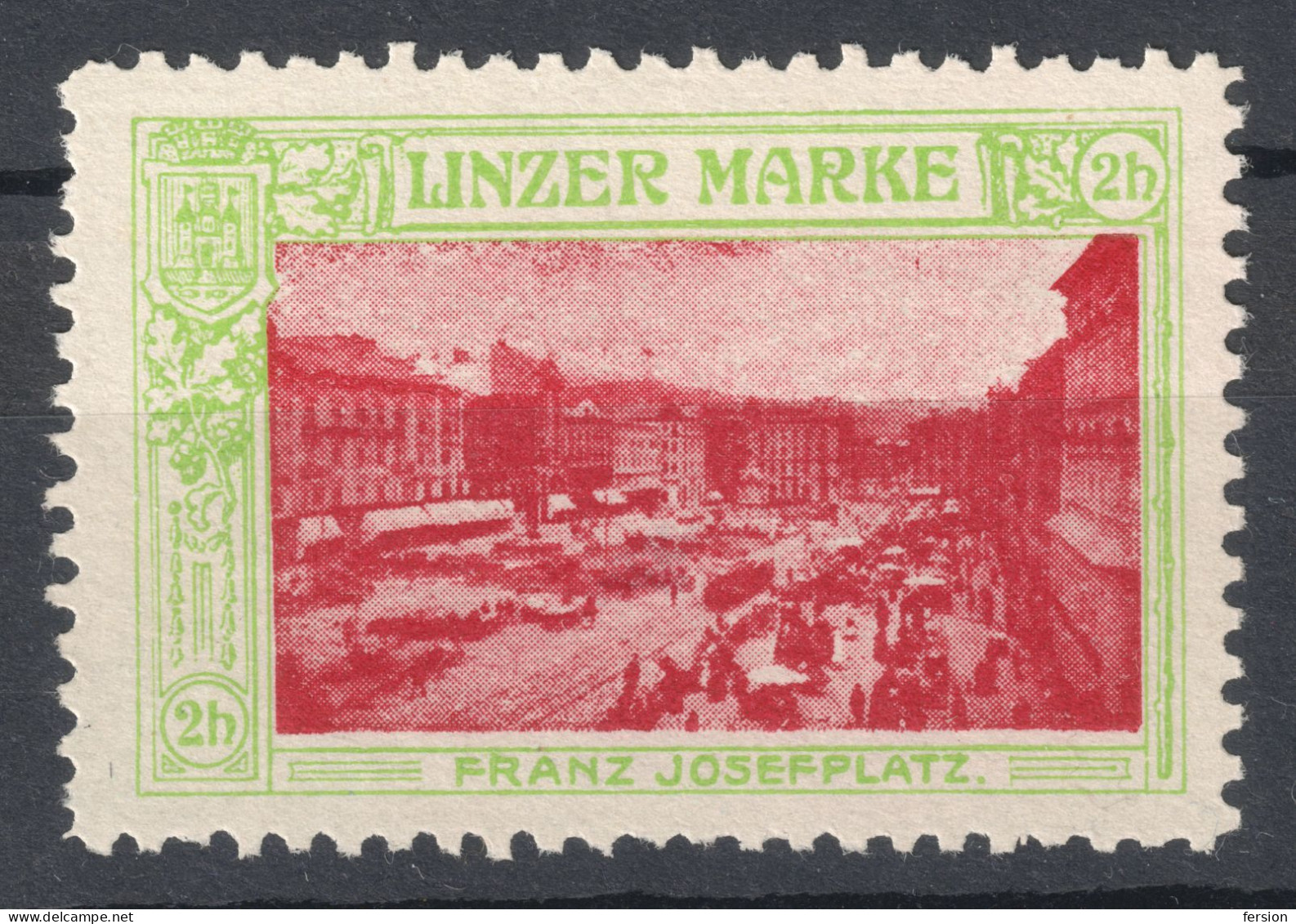 TRAM TRAMWAY Franz Joseph SQUARE - City LINZ 1910 Austria Charity Label Cinderella Vignette / LINZER MARKE - Tranvie