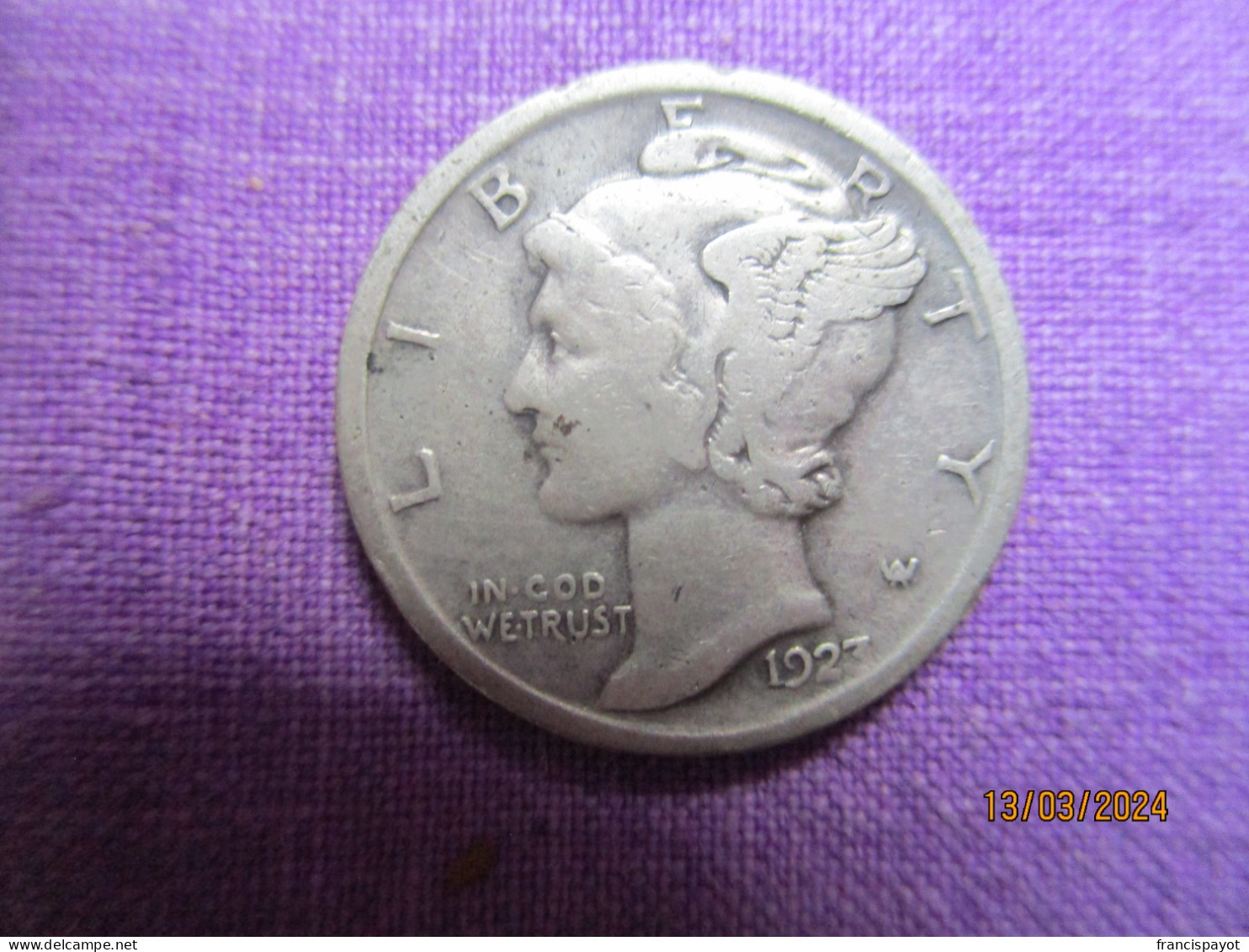 USA Dime 1923 (silver) - 1916-1945: Mercury (Mercurio)