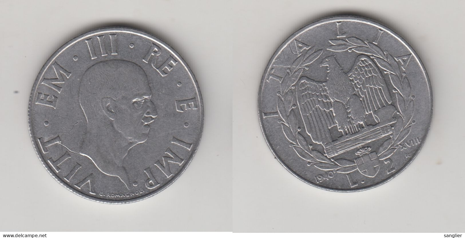 ITALIE - 2 LIRE 1940 -- XVIII - 1900-1946 : Victor Emmanuel III & Umberto II