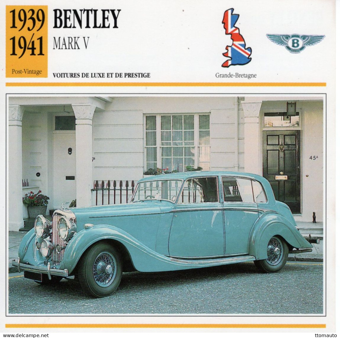 Bentley Mk V - Carrosserie Park Ward -  1939 - Voiture De Prestige -  Fiche Technique Automobile (GB) - Voitures