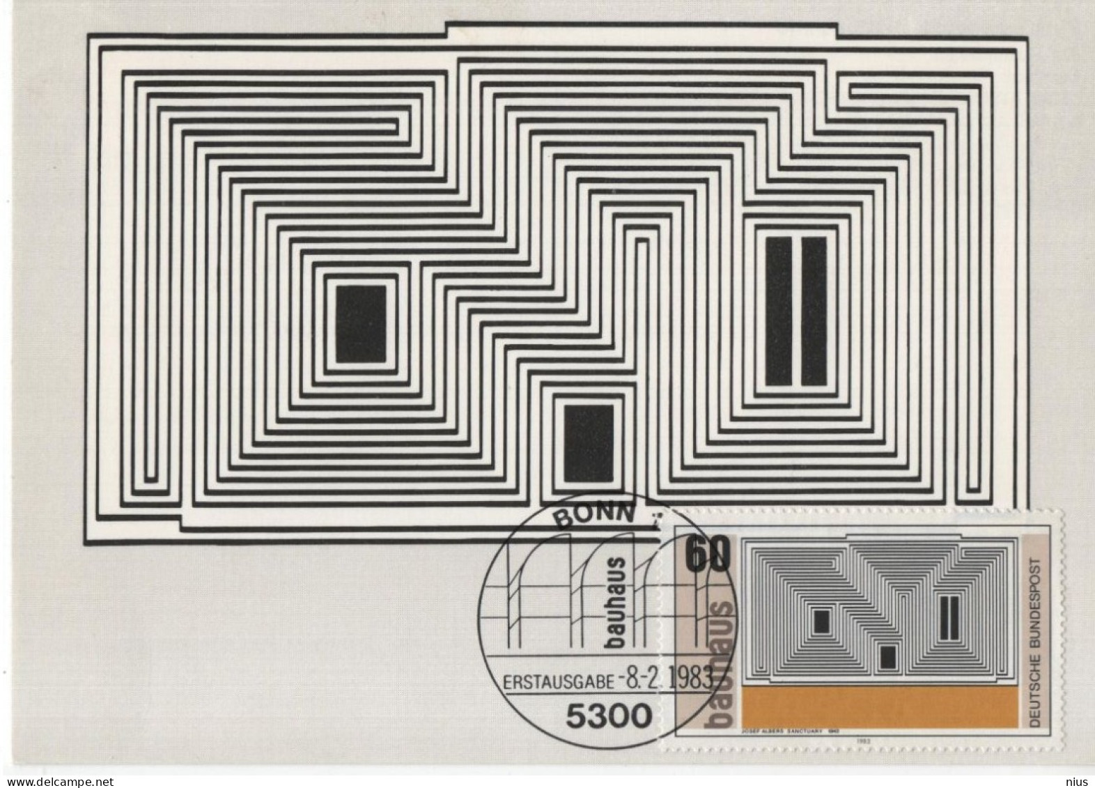 Germany Deutschland 1983 Maximum Card, Bauhaus, Josef Albers, Art Kunst, "Sanctuary", Canceled In Bonn - 1981-2000