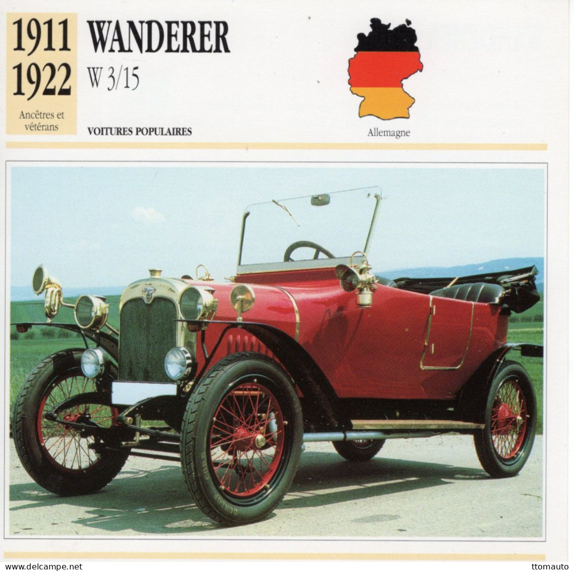 Wanderer W 3/15  -  1920  - Voiture Populaire -  Fiche Technique Automobile (D) - Auto's