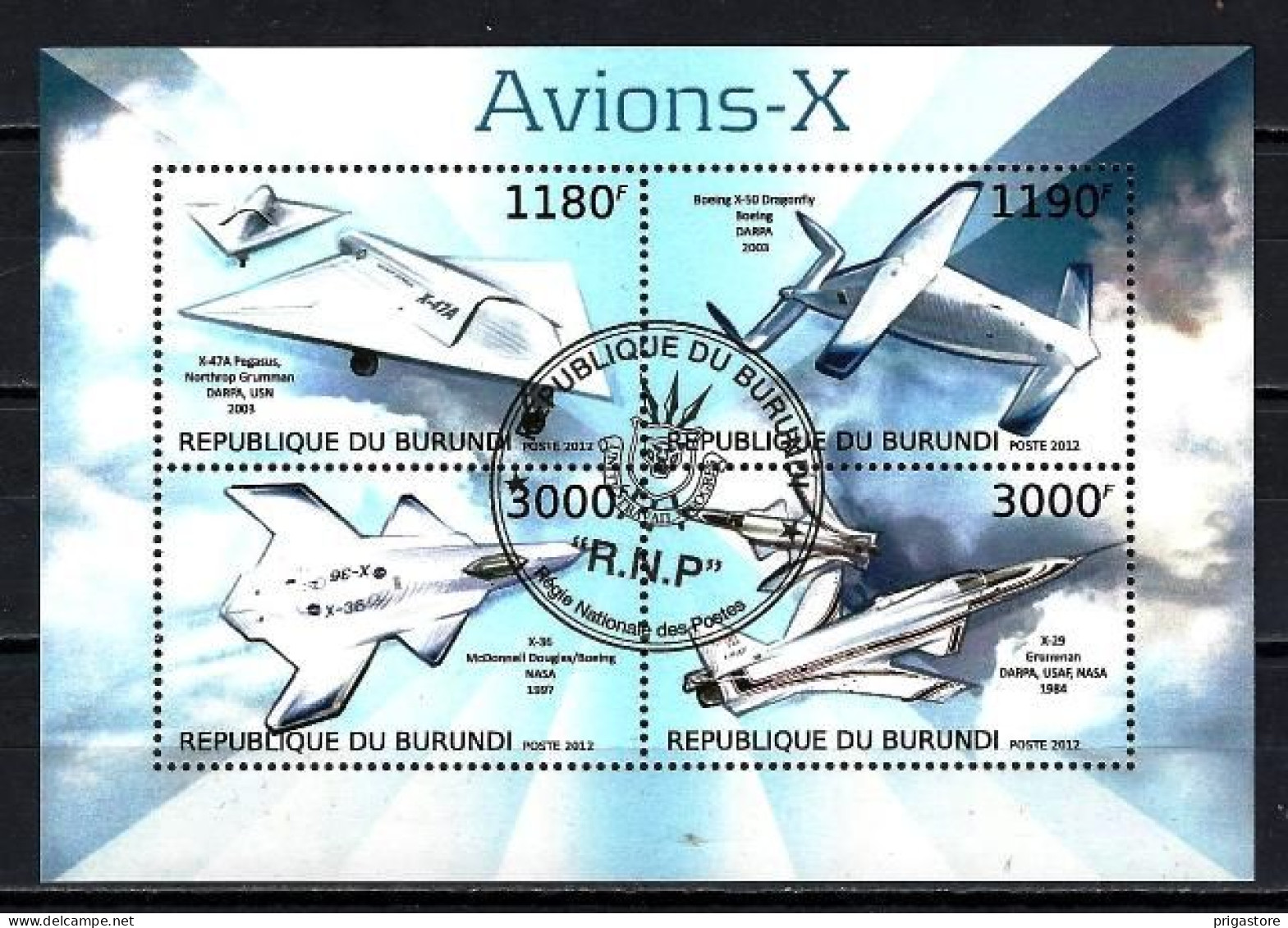 Burundi 2012 Avions X (62) Yvert N° 1898 à 1901 Feuillet Oblitéré Used - Usados