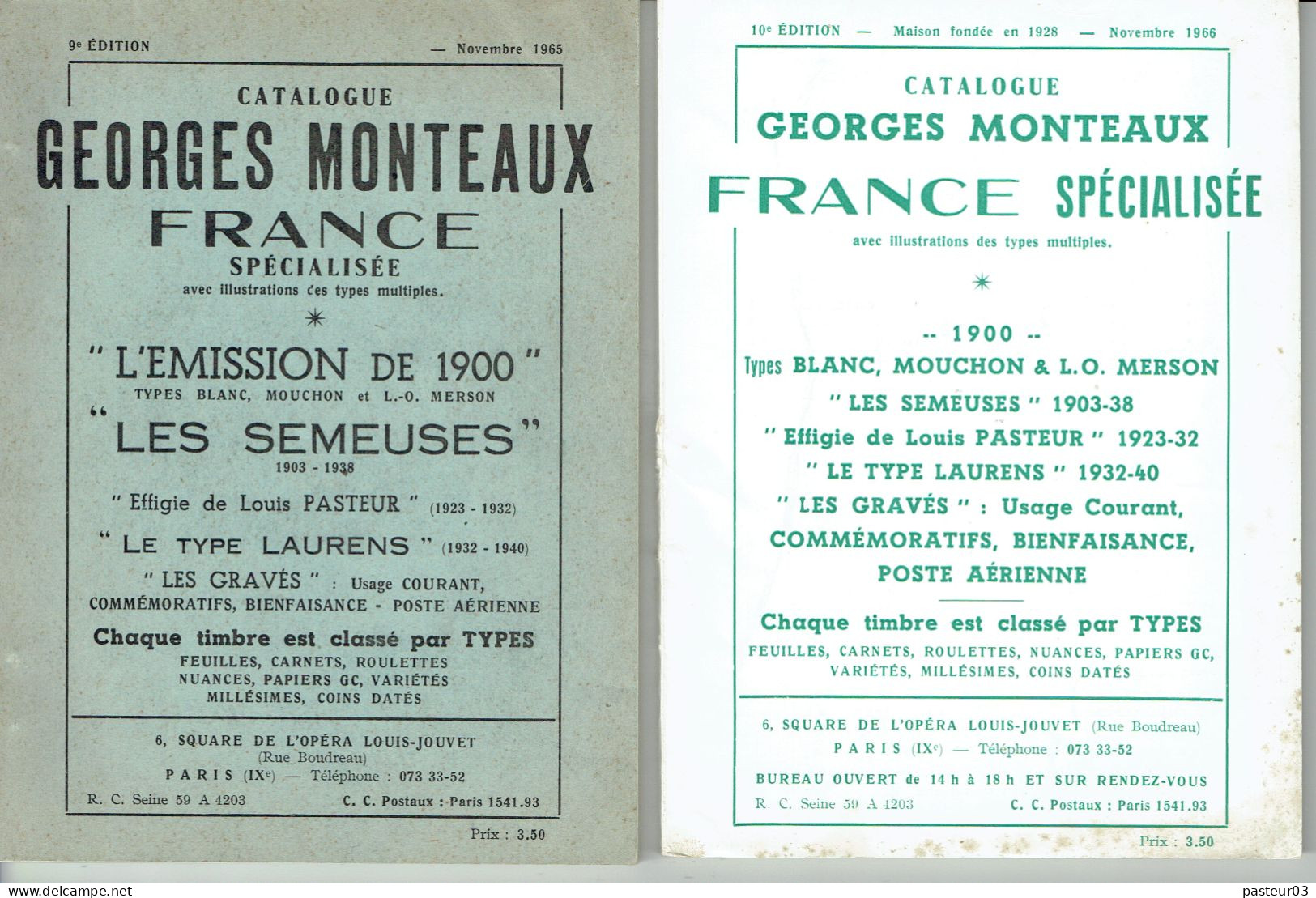 Catalogue Georges MONTEAUX Quantité 8 Voir Scans - Francia