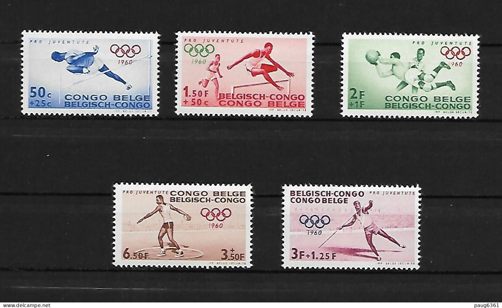 CONGO BELGE  1960 JO DE ROME YVERT  N° 367/371 NEUF MNH** - Unused Stamps