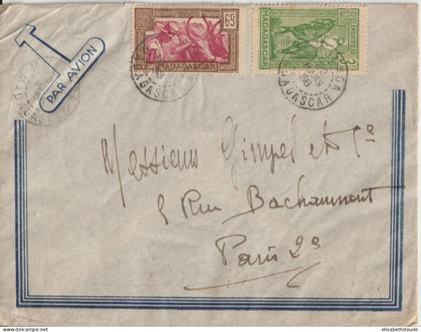 1938 - MADAGASCAR - ENVELOPPE Par AVION De MAJUNGA => PARIS - Lettres & Documents