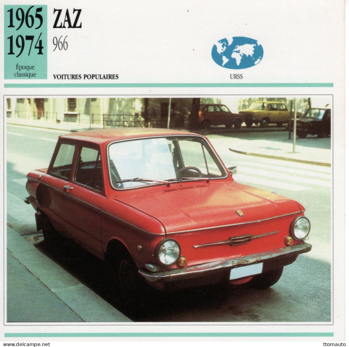 ZAZ 966   -  1966  - Voiture Populaire -  Fiche Technique Automobile (URSS) - Autos