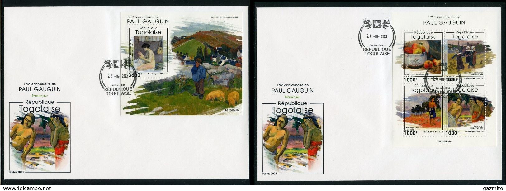 Togo 2023, Art, Gauguin, 4val In BF +2BF In 2FDC - Modernos