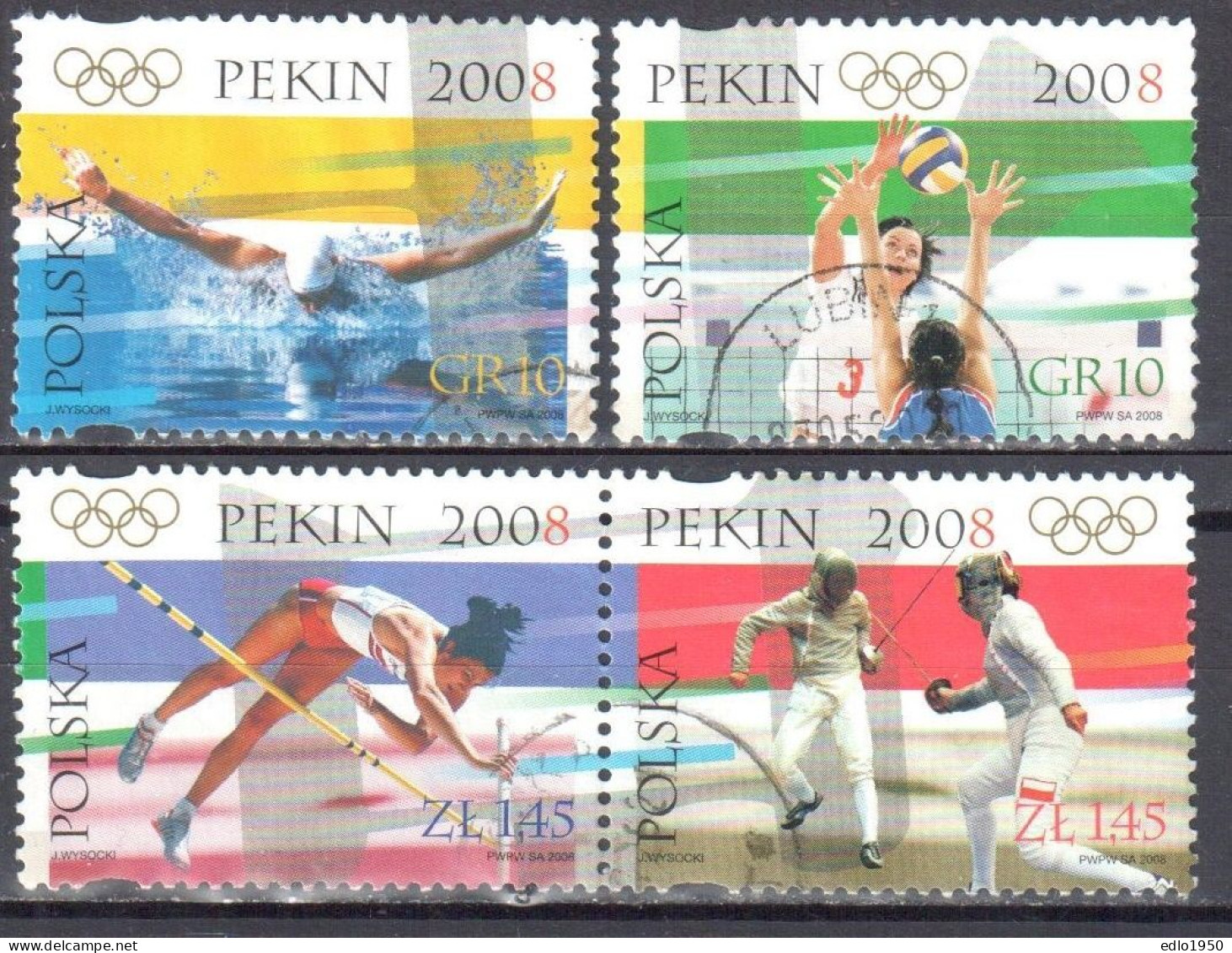 Poland  2008 - Olympic Games - Mi. 4368-71 - Used - Blocs & Feuillets