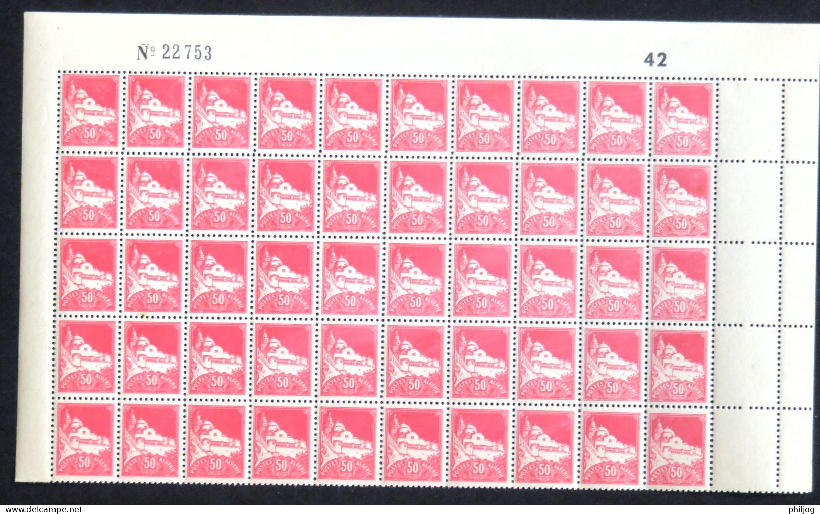 Algérie - Yvert 173A - Fragment De Feuille De 50 Timbres - Neuf SANS Charnière - Unused Stamps