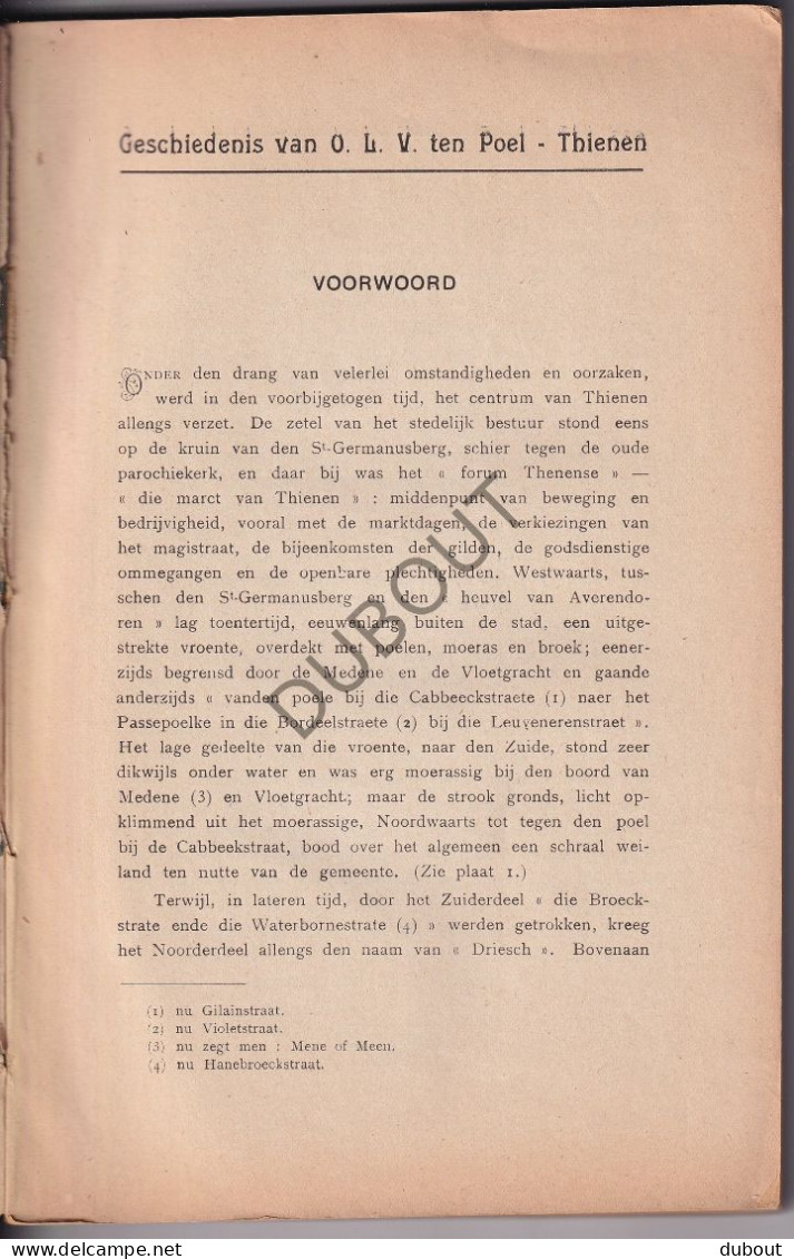 TIENEN Geschiedenis Onze Lieve Vrouw Ten Poel - De Ridder - 1922  (S358) - Antiquariat