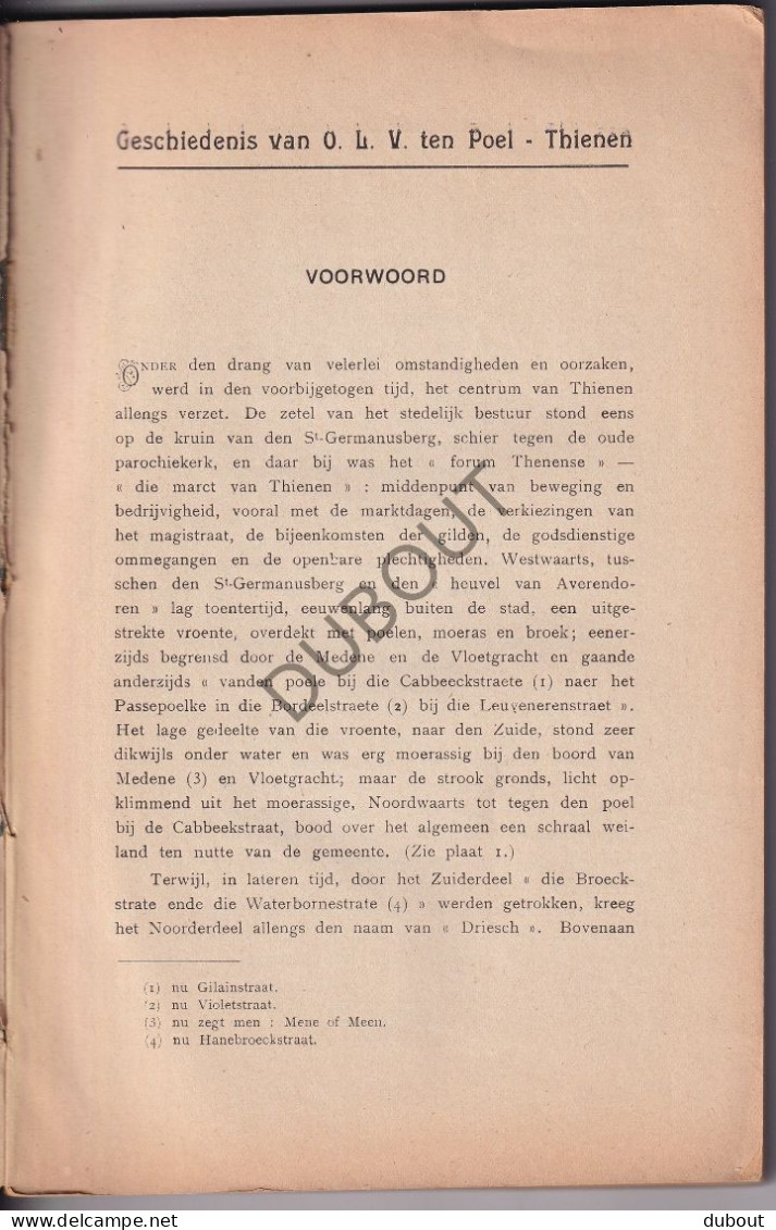 TIENEN Geschiedenis Onze Lieve Vrouw Ten Poel - De Ridder - 1922  (S358) - Anciens