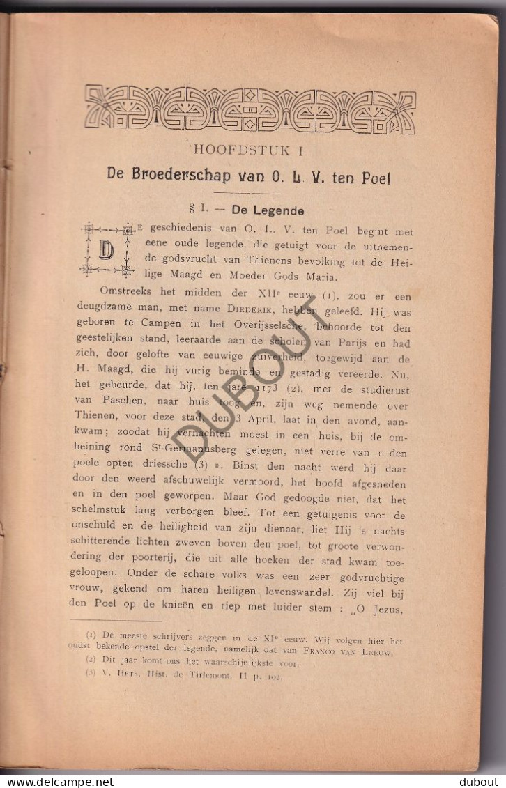 TIENEN Geschiedenis Onze Lieve Vrouw Ten Poel - De Ridder - 1922  (S358) - Vecchi