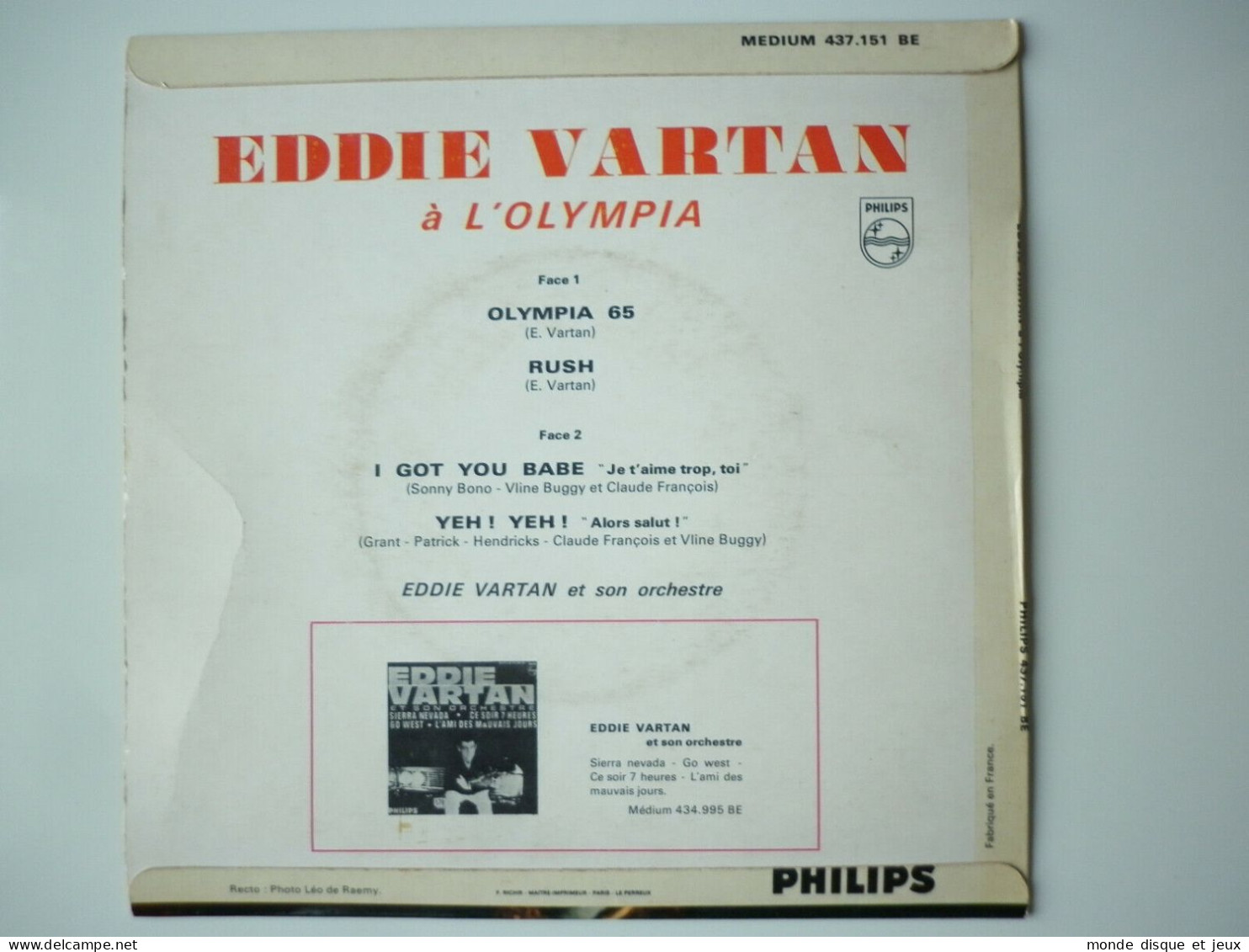Eddie Vartan 45Tours EP Vinyle À L'Olympia Mint - 45 T - Maxi-Single