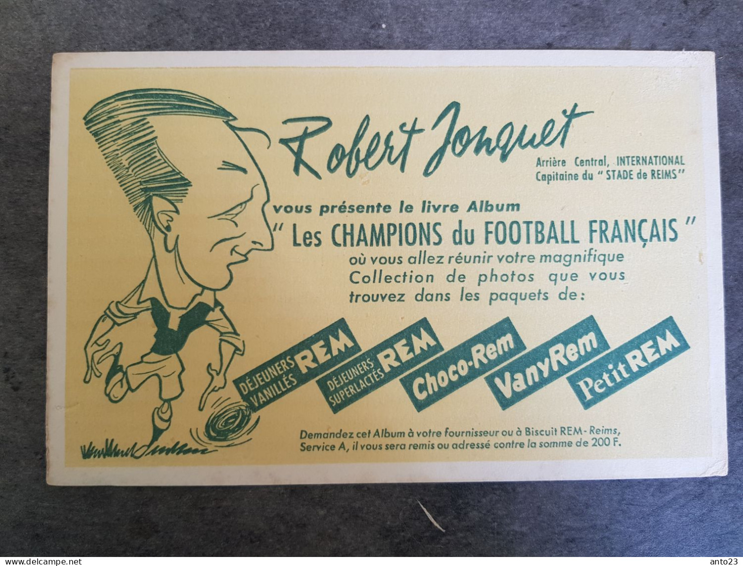 Buvard Robert Jonquet " Les Champions Du Football Français - REM - - Cacao