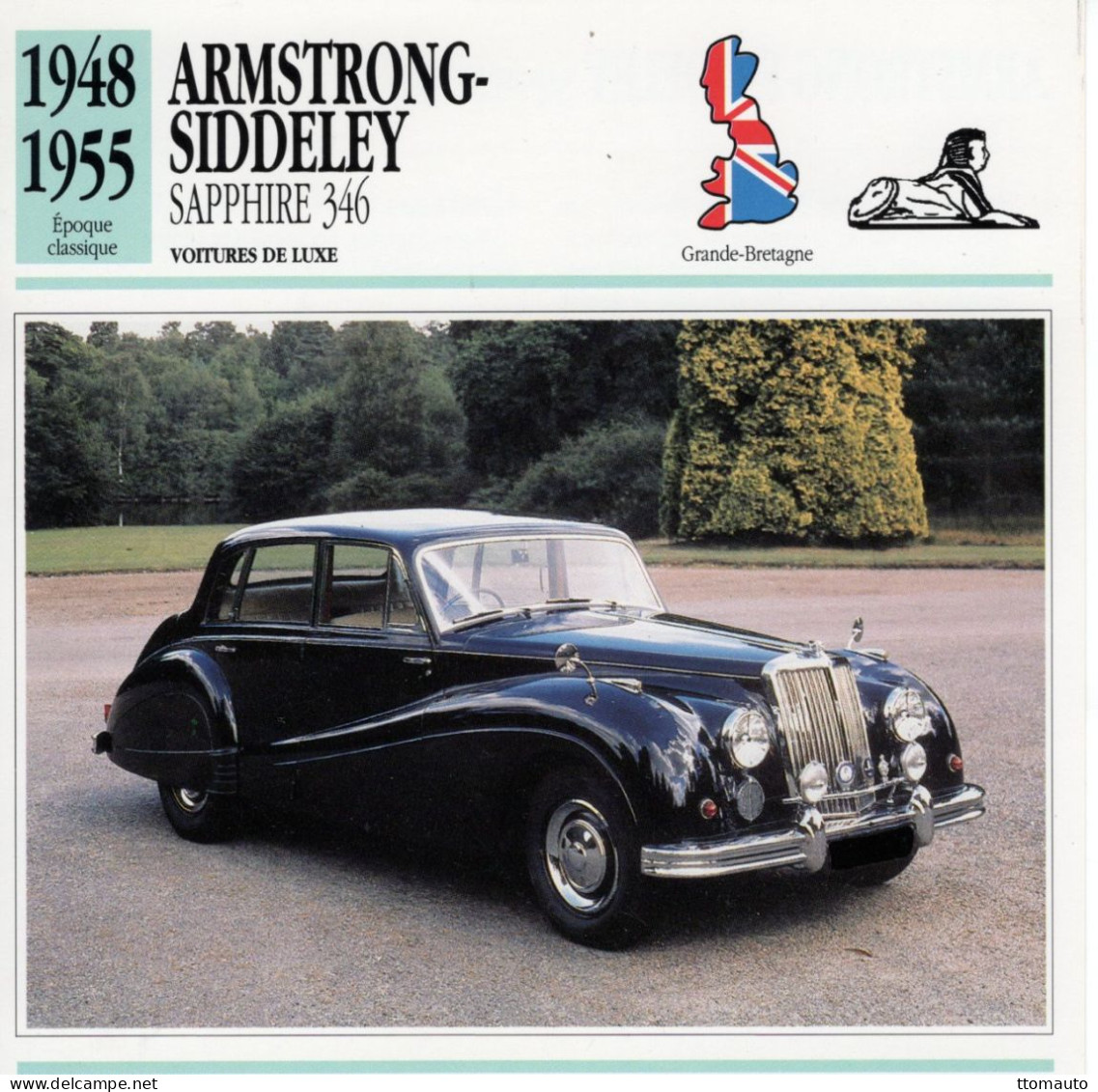 Armstrong-Siddeley Sapphire 346  -  1952  - Voiture De Luxe -  Fiche Technique Automobile (GB) - Voitures