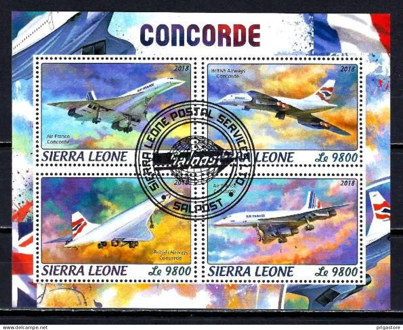 Sierra Leone 2018 Avions Concorde (78) Yvert N° 7941 à 7944 Feuillet Oblitéré Used - Sierra Leone (1961-...)