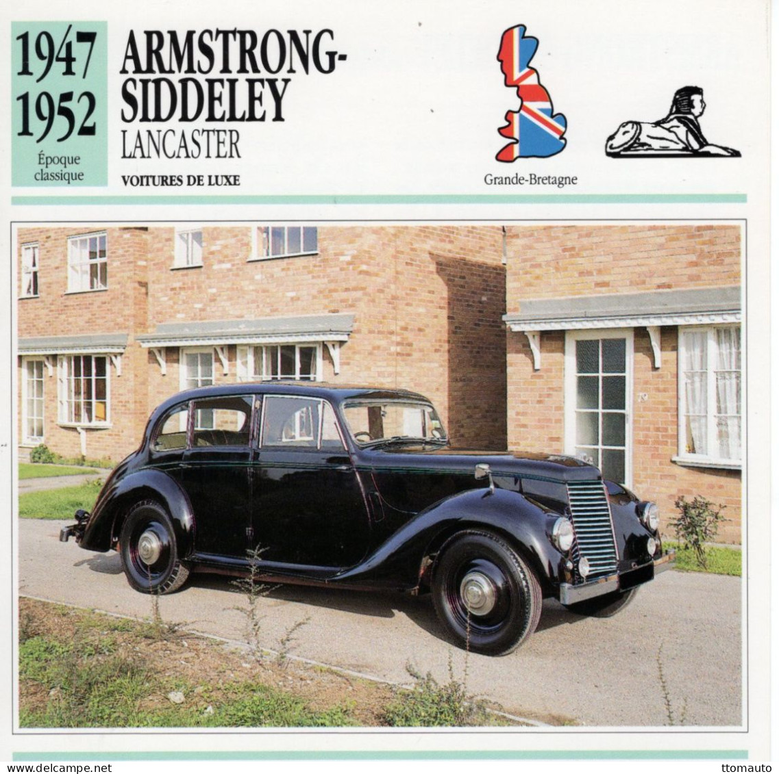 Armstrong-Siddeley Lancaster  -  1950  - Voiture De Luxe -  Fiche Technique Automobile (GB) - Voitures