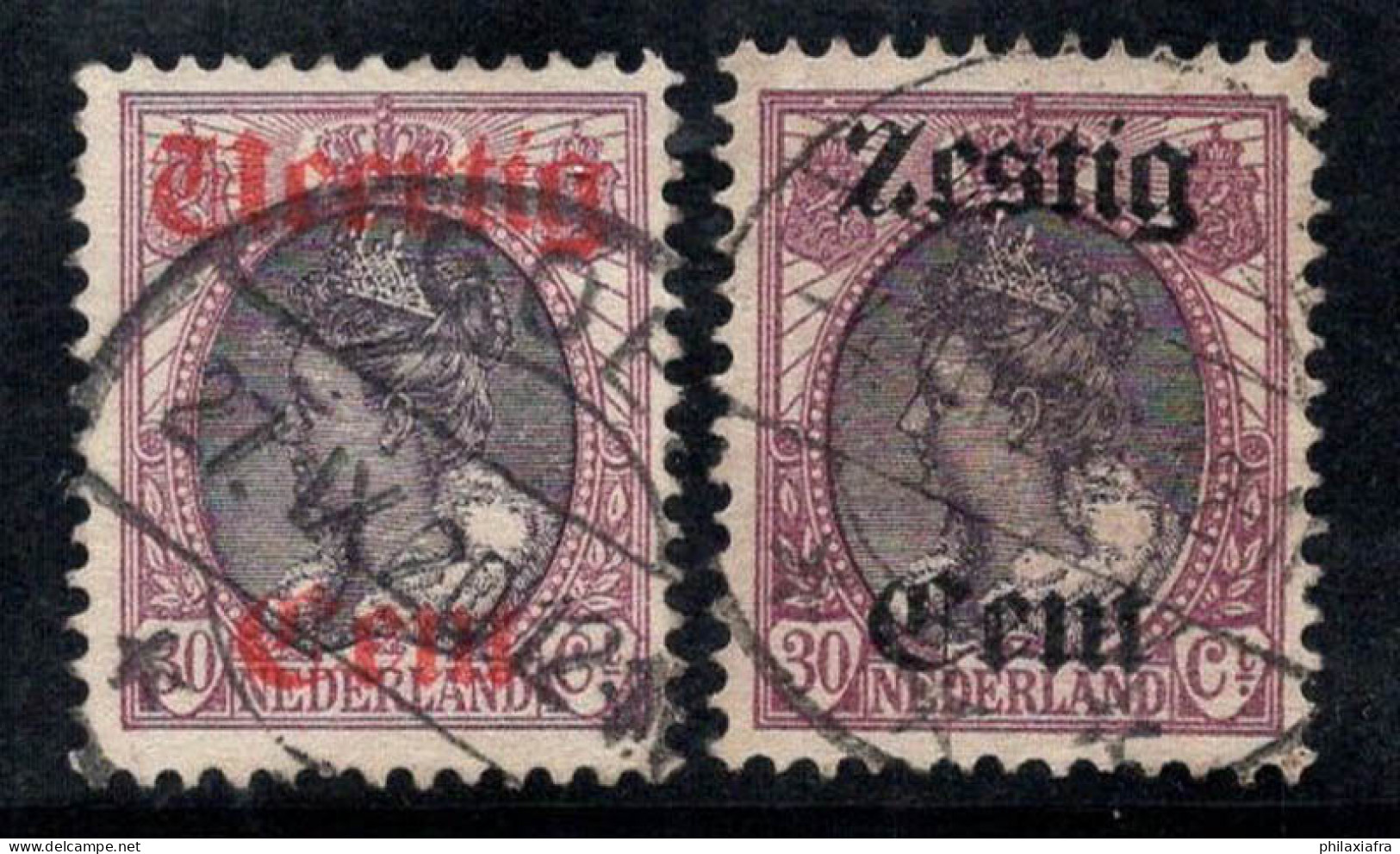 Pays-Bas 1919 Mi. 95-96 Oblitéré 100% Surimprimé Reine Wilhelmine - Used Stamps